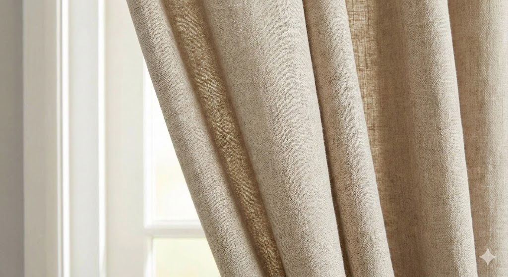 Natural linen weave fabric for curtains